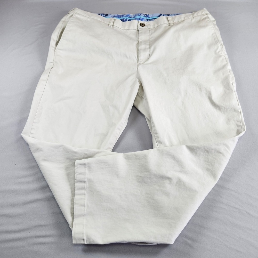 Tommy Bahama Pants Mens 42x30 Beige Stretch Chino Flat Front Casual Golf Tencel